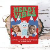 レトロイェティお洒落ツーキッズフォトクリスマス シーズンカード