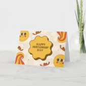 レトロイエローとオレンジのフレンドシップデイグリーティング カード (正面)