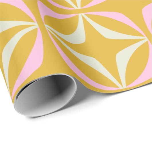 レトロイエローとピンクの中世モダン紀型 ラッピングペーパー (ロールコーナー)