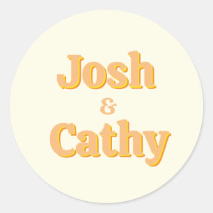 レトロイエローの結婚式ステッカー ラウンドシール