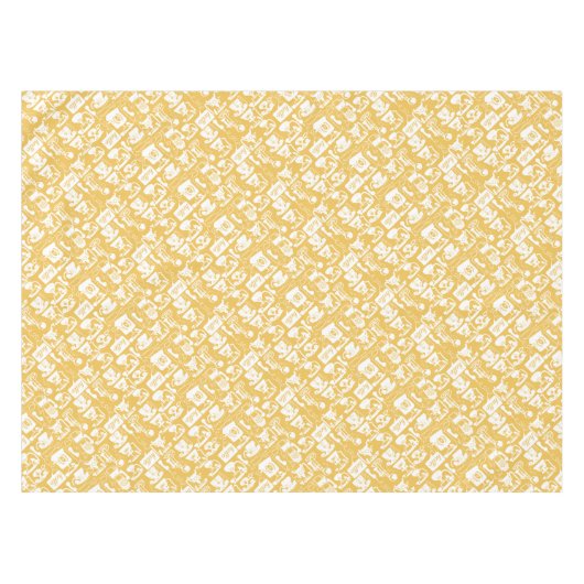 レトロイエローまたはHello Any Color Telephone Pattern テーブルクロス (正面(横))