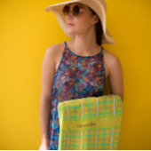 レトロイエローアンドブルーダグラスタータンチェックカスタム ビーチタオル