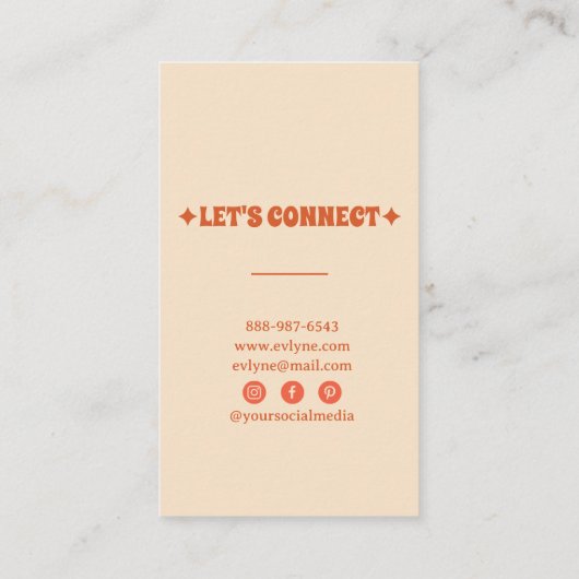 レトロイエローオレンジグルーヴィボホシックフローラトレンディー 名刺 (裏面)