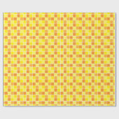 レトロイエローオレン市松模様にジズ正方形パターン ラッピングペーパー (フラット)