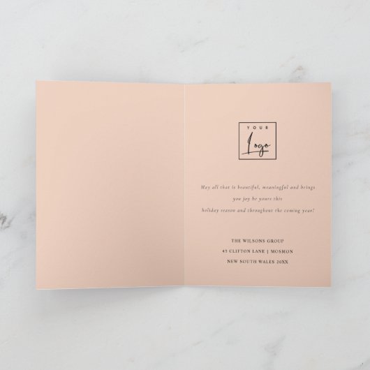 レトロイエローグリーンクリスマスツリーのビジネスロゴ シーズンカード (内部)