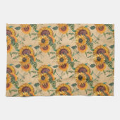 レトロイエローサンフラワーズブーケドラゴンフライ キッチンタオル (横)