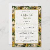 レトロイエローサンフラワー新聞社ブライダルシャワー 招待状 (正面)