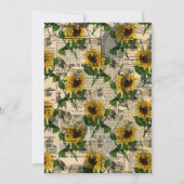 レトロイエローサンフラワー新聞社ブライダルシャワー 招待状 (裏面)