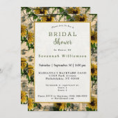 レトロイエローサンフラワー新聞社ブライダルシャワー 招待状 (正面/裏面)