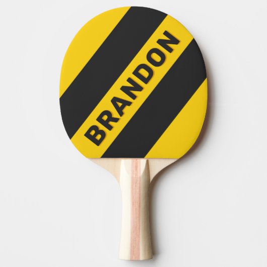 レトロイエロージャケはっきりしたッストライプト三つの 卓球ラケット (正面)