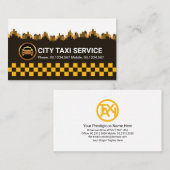 レトロイエロータクシーチェックシティシルエットキャブドライバー 名刺 (正面/裏面)