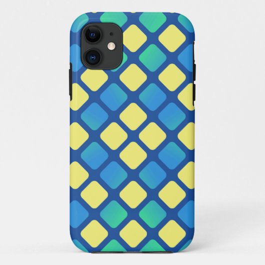 レトロイエローダイヤモンドとブルーアーガイルダイヤモンド Case-Mate iPhoneケース (裏面)