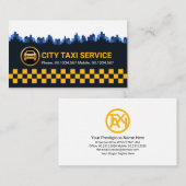 レトロイエローチェックボックスシティシルエットタクシー運転手 名刺 (正面/裏面)