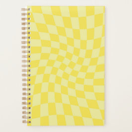 レトロイエローチェック歪みチェッカーボー市松模様にド プランナー手帳