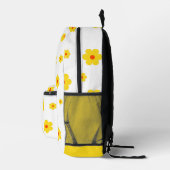 レトロイエローデイジーヴィンテージフローラルパターン プリントバックパック (右)