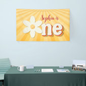 レトロイエローデイジー第1誕生日バナー | グルービー 横断幕 (トレードショー)