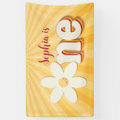 レトロイエローデイジー第1誕生日バナー | グルービー 横断幕 (縦)