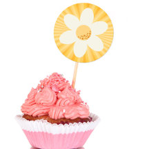 レトロイエローデイジー誕生日ステッカー | リトルミス