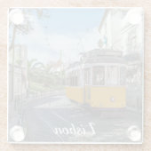 レトロイエロートラムon通りinリスボン，ポルトガル ガラスコースター (裏面)