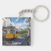 レトロイエロートラムon通りinリスボン,ポルトガル キーホルダー (裏面)