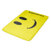 レトロイエローハッピー顔笑顔パターン バスマット (アングル)