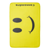 レトロイエローハッピー顔笑顔パターン バスマット (正面縦)