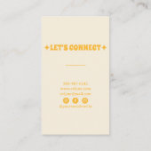 レトロイエローハンド描画Groovyフローラトレンディー 名刺 (裏面)