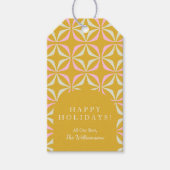 レトロイエローピンクミッドセンチュリーモダンパーソナライズされた ギフトタグ (正面)