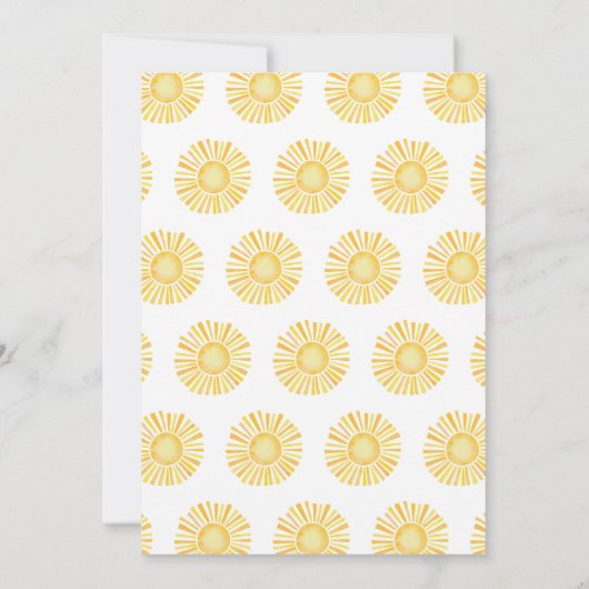 レトロイエローファーストのまわりにトリップザサン誕生日 招待状 (裏面)