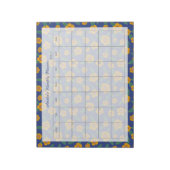 レトロイエローフラワーズネイビー月プランナー名 ノートパッド (回転)