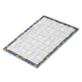 レトロイエローフラワーズネイビー月プランナー名 ノートパッド (アングル)