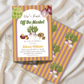 レトロイエローフレッシュオフザマーケットブライダルシャワー 招待状