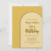 レトロイエローブラウンフィフティファブラス50誕生日 招待状 (裏面)