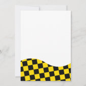 レトロイエローブラックワンハッピードダード1歳の誕生日 招待状 (裏面)