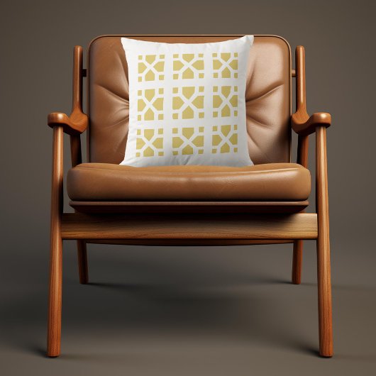 レトロイエローブロックプリントインスパイア クッション