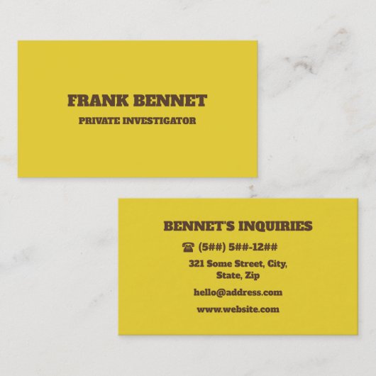 レトロイエロープライベート調査員 名刺 (正面/裏面)