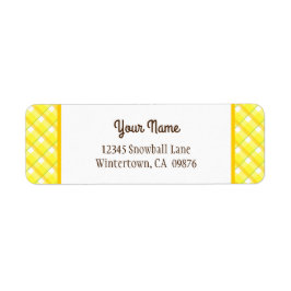 レトロイエロープレイド編集可能差出人住所ラベル ラベル