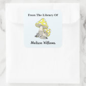 レトロイエローマッシュルームブックラベル スクエアシール (バッグ)