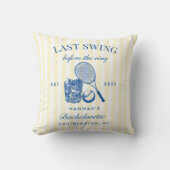 レトロイエローラストスイング前のリングや輪テニスバック クッション (正面)