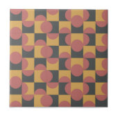 レトロイエローレッドブラックハーフサーク市松模様にル タイル (正面)