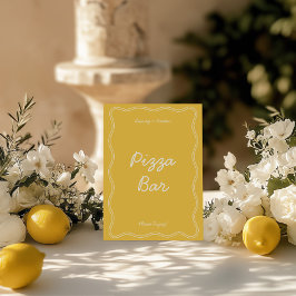 レトロイエロー手書きピザバー卓上標識 招待状