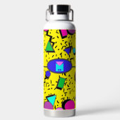 レトロイエロー80sメンフィス抽象芸術 ウォーターボトル (背面)