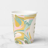 レトロイエロー パステル アブストラクト カスタム ブライダル シャワー 紙コップ (右)