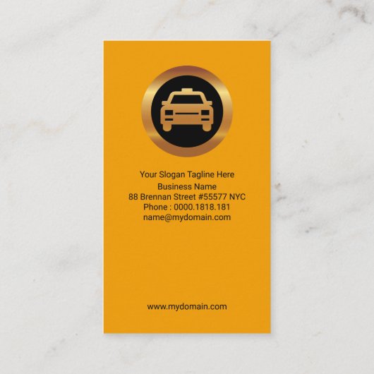 レトロイエロー&ブラックストライプタクシー運転手 名刺 (裏面)