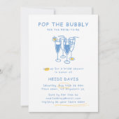 レトロイエロー&ブルーポップ・アートのザバブリーブライダルシャワー 招待状 (正面)