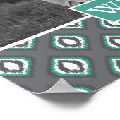 レトロイカットの部族パターン |モノグラムの写真 ポスター (角)