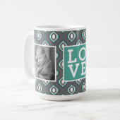 レトロイカット部族パターン |写真付きの愛 コーヒーマグカップ (正面左)