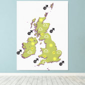 レトロイギリス諸島の天気図 キャンバスプリント (インサイチュ (ウッドフロア))
