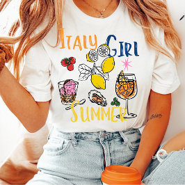 レトロイタリアガールサマーアマルフィ海岸レモンティーシャツ Tシャツ