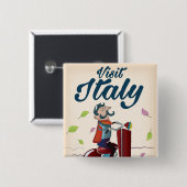 レトロイタリアンのスクーターポスター。 缶バッジ (正面&裏面)